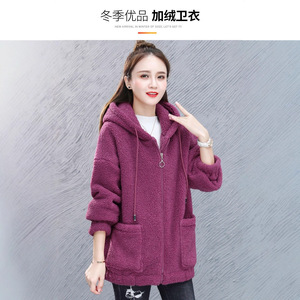 Women's Fleece Zip-Up Cardigan Loose Fit Thick Teddy Bear Sweatshirt Autumn Winter Korean Style Anti-Pilling Full Sleeve - Product Image 2