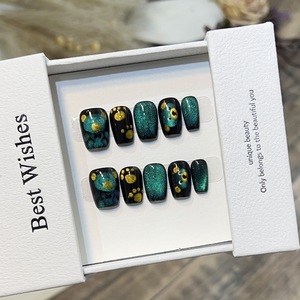 <span class=keywords><strong>Uñas</strong></span> Postizas Dylan Bear, Cortas, Azules, <span class=keywords><strong>con</strong></span> Diseño de Ojo de Gato y <span class=keywords><strong>Osito</strong></span> de Peluche Pintado a Mano, Estilo Diario - Product Image 2