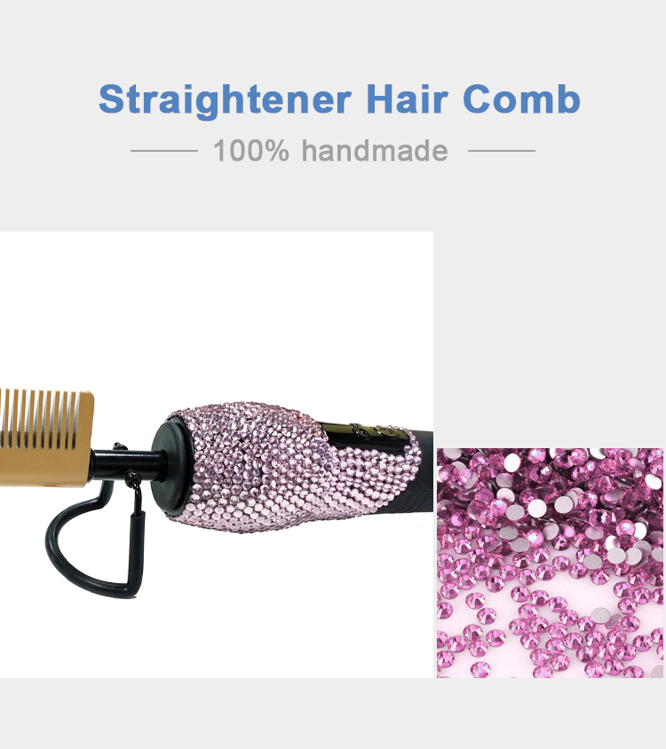 Professional copper metal Hair Straightening Comb brush Hot Electric Hair Straightener comb for hair,curling iron bling hot comb
