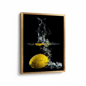 Gold <b>Framed</b> Lemon Wall Hanging - Modern Yellow Canvas Art Print - Product Image 2