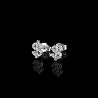 Boucles d'oreilles clous Hip Hop vintage en cuivre plaqué or, motif dollar, serties de zircons, en argent sterling, luxe
