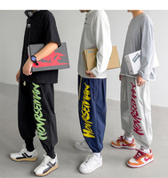 Pantaloni larghi sportivi da palestra in nylon/cotone con logo personalizzato per pantaloni Jogger da uomo