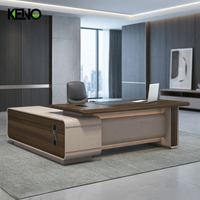 Bureau de direction moderne en forme de L KENO avec armoire de rangement 2200x2000mm en MDF, table de patron de bureau |   Meubles de bureau en gros