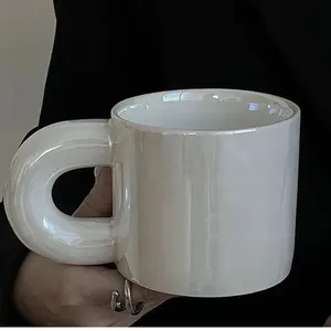 Hediye için kupa kahve kupalar inci sır kupa kahve fincanı seramik su bardağı kolu ile benzersiz