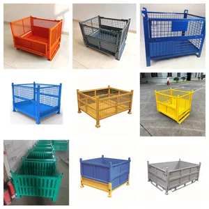 Industrial Logistics Customized Durable High Quality Folding Metal Basket Pallet Steel Mesh Box Foldable Folding Storage Cage