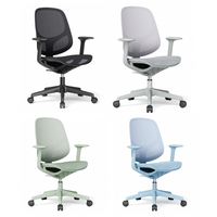 Chaise de bureau moderne et accessible aux personnes aveugles, à dossier mi-haut, réglable, ergonomique, en maille, pour ordinateur