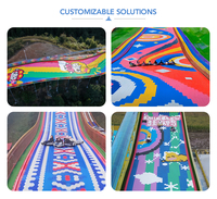 Grande structure de jeu d'extérieur en plastique de haute qualité, avec toboggans quatre saisons pour neige et toboggans arc-en-ciel, équipement de parc d'attractions