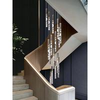 Lustre LED Moderne de Luxe en Verre Doré Blanc Chaud avec Fonction Dimmable, Taille Moyenne pour Villa, Duplex, Escalier, Design Allongé