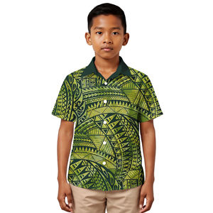 Nouvelles chemises pour adolescents de style insulaire, personnalisées, imprimées tribal polynésien Tapa, chemise boutonnée de plage pour garçons, vêtements pour enfants - Product Image 1