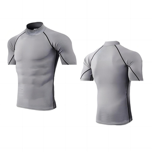 Men Crew Neck Printed <b>Compression</b> Shirt <b>Short</b> Sleeve Quick Dry Summer Workout Tee Breathable Training Base Layer Custom Logo - Product Image 2