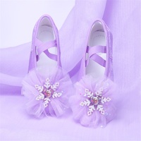 Chaussures de ballet pour filles Semelle plate à semelle souple en cuir véritable Doublure en coton Figure acrobatique Performance sur scène