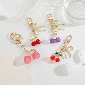 Cerise 3d cristal porte-clés Colorfu femmes sac accessoires voiture pendentif métal porte-clés - Product Image 3
