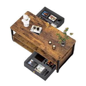 Tavolino da Divano Classico con Due Cassetti, Bestseller per Soggiorno, Tavolino Moderno in Marmo Quadrato e Semplice - Product Image 2