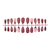 NAF020 Ongles de doigts artificiels de style français pour femmes 24 faux ongles à presser avec motif papillon brillant