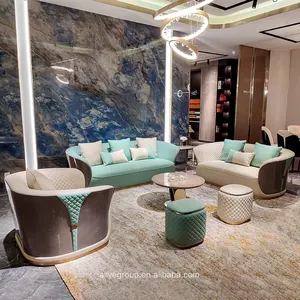 Sofá Seccional de cuero para sala de estar, mueble L5036-elegant de lujo, tapizado en madera