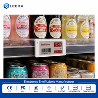 Etiqueta Electrónica de Precio Digital LEEKA de Fábrica, con Pantalla de Tinta Electrónica de 2.66 Pulgadas, 4 Colores (BWRY), Bluetooth, para Exhibición de Bebidas en Supermercados