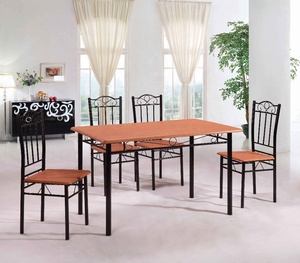 Thiết kế hiện đại 1 + 4 bàn ăn đặt MDF bảng đầu với lớp phủ bột hoàn thiện khung kim loại DS-024 - Product Image 2
