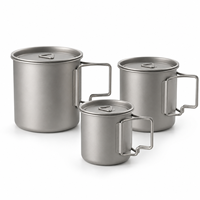 Mug de camping ultraléger en titane pur, paroi simple, 250-550 ml, résistant à la corrosion, tasse à café ou à thé d'extérieur avec poignée pliable