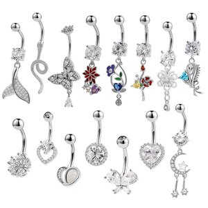 2023 elegante ombelico gioielli trend sesso acciaio inossidabile cristallo ombelico argento oro ombelico ciondola ombelico anelli <span class=keywords><strong>bar</strong></span> <span class=keywords><strong>CZ</strong></span> - Product Image 1