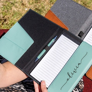 Multifonctionnel Personnalisé Étanche Gravé Portefeuille Bloc-Notes Clip Portable Dossier Écrit Pad PU En Cuir Padfolio Avec Boucle À Stylo - Product Image 1