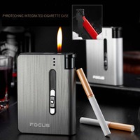Étui à cigarettes en métal de luxe avec briquet jetable détachable pour l'artisanat de logo personnalisable de voyage sans briquet