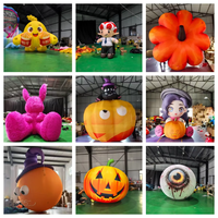 Calabaza Inflable Gigante Personalizada con Sombrero, Mascota con Luz LED, Decoración para Halloween, Adornos de Halloween para Exteriores