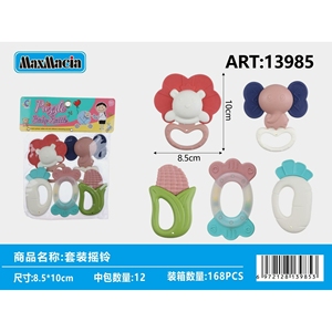 Set di 5 morbidi sonagli musicali per bambini sicuri e divertenti giocattoli per la dentizione per neonati e bambini piccoli realizzati in legno per neonati 6 mesi + - Product Image 1