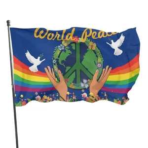 Huiyi מסירת הדגלים להדפסה אישית קישוט 90x150 ס "מ דגל שלום העולם