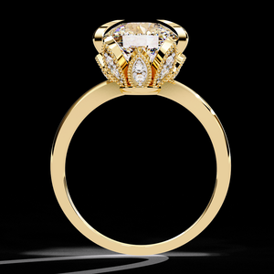 แหวนหมั้นเพชรเพาะเลี้ยงในห้องปฏิบัติการ 3 กะรัต พรีเมียม พร้อมวงแหวนทองรูปกลีบดอกไม้ เครื่องประดับงานแต่งงานสุดหรู - Product Image 4