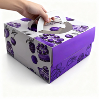 Boîte à gâteaux en papier écologique de qualité alimentaire avec poignée rose pour gâteaux, bonbons, cupcakes, pâtisseries, boulangerie, emballage de gâteaux