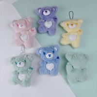 Porte-clés mini ours en peluche mignon et doux de 12 cm, design dessin animé, pendentif animal en peluche moelleux Kawaii, breloque de sac