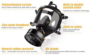 หน้ากากป้องกันแก๊สพิษแบบเต็มหน้า พร้อมถังกรองคาร์บอนกัมมันต์ ป้องกันสารพิษ ลดราคาพิเศษ - Product Image 4