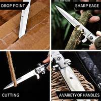 Couteau de survie tactique de qualité industrielle, style italien, lame en acier inoxydable 3cr13, pointe clip, manche en bois, pour le camping en plein air, OEM