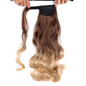 Postiche queue de cheval en soie facile à porter, synthétique, à enrouler, avec clip magique à pâte - Product Image 5