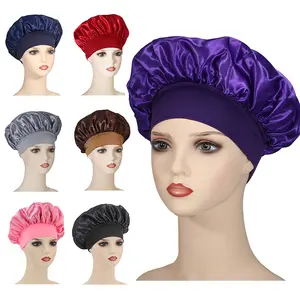 TY topi perawatan rambut wanita, ikat elastis warna polos tepi lebar tipis elastisitas tinggi perawatan rambut kemoterapi