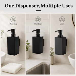 Distributeur de savon mural en aluminium à fixation rapide avec pompe anti-fuite et bouteille rechargeable de 300 ml pour hôtels et hôpitaux - Product Image 4