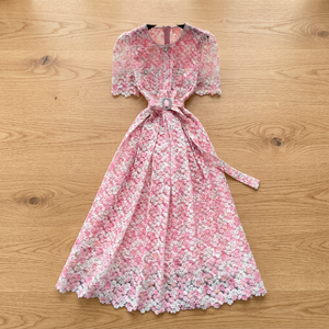 Vestido Maxi Casual de Gasa con Cuello Redondo para Oficina de Verano para Mujer, con Cinturón en la Cintura Imperio, Transpirable y Lavable - Product Image 2