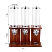 Distributeur de céréales à trois tête ml, base en bois massif, conteneur pour aliments secs, popcorn, fruits secs