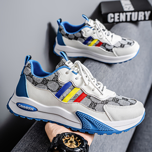 Baskets décontractées en maille à semelle épaisse de style coréen pour hommes |   Chaussures d'étudiant tendance à blocs de couleurs - Product Image 3