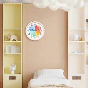 Learning Clock Colorful Kids Room Silent Time Number Teaching Wall Clock Children Educational Clock