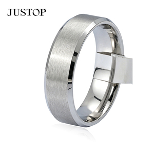 Unisex <b>Tungsten</b> Wedding Bands Rhodium Plated Geometric Modern Rings for Wedding Occasion - Product Image 6