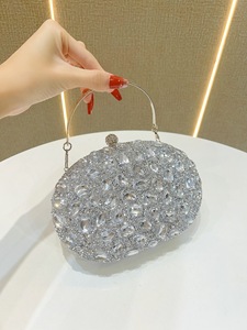 Borsa all'ingrosso da donna borsa da sera con strass di cristallo Clutch con fiore borsa da donna <span class=keywords><strong>pochette</strong></span> in argento - Product Image 6