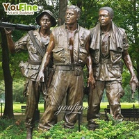 YOUFINE Statue de Trois Guerriers en Bronze grandeur nature, Sculpture commémorative de la guerre du Vietnam pour parc et jardin
