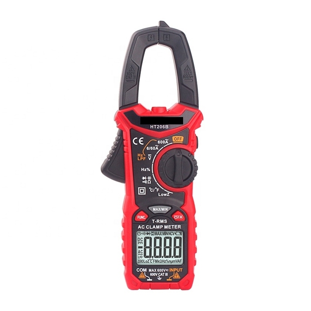 HT206A 6000 Counts Auto-ranging Digital Clamp Multimeter with 26mm Jaw 100A/600V AC/DC Voltage Measurement