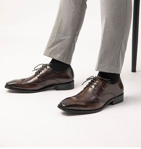 Zapatos Derby de Alta Gama para Hombre, Impermeables, Transpirables, Antideslizantes, con Punta Cuadrada, Parte Superior de Cuero Vacuno, Cierre con Cordones, Estilo Oxford - Product Image 5