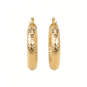 Orecchini a Cerchio E4473 in Oro, Design Geometrico, Stile Classico Unisex, Gioielli Placcati Oro per Uso Quotidiano - Product Image 1