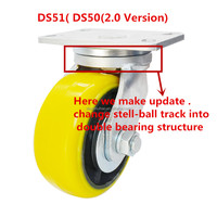 DS 51 Series 6 pouces roue de plate-forme robuste 1 tonne capacité de charge chariot à roulettes rigide pivotant PU fer métal OEM personnalisable