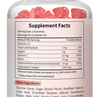 Gummies de Collagène Rose Naturel Hydrolysé avec Vitamine C, Biotine et Sélénium pour la Beauté, le Bien-être, les Soins de la Peau et des Ongles