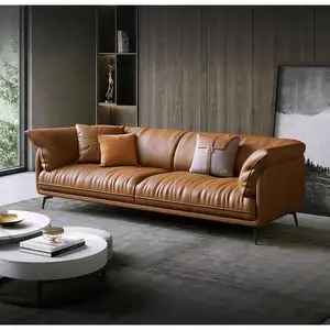 Mobili per la casa popolari divano ad angolo modulare di lusso in tessuto marrone divano in pelle