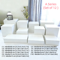 Ensemble de 11 cubes de buffet modernes en acrylique blancs pour présentation alimentaire et événements (mariages, fêtes)